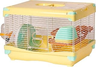 Cage pour hamster cage pour hamster 36 x 25 x 27 cm cage hamster pour petits rongeurs avec tubes (jaune)