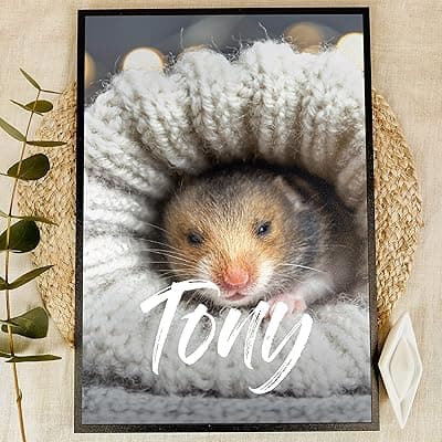 Elbeffekt My Hamster as Wooden Picture - Photo Gift - Personalised to Stand/Hang Option. Illuminated Hamster Accessories, Hamster Toy, My Hamster Cage Hamster Photo Gift