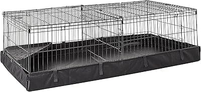 Amazon Basics Canvas Bottom Pet Cage with Divider Set, Black, 47.64"L x 24.21"W x 13.98"H